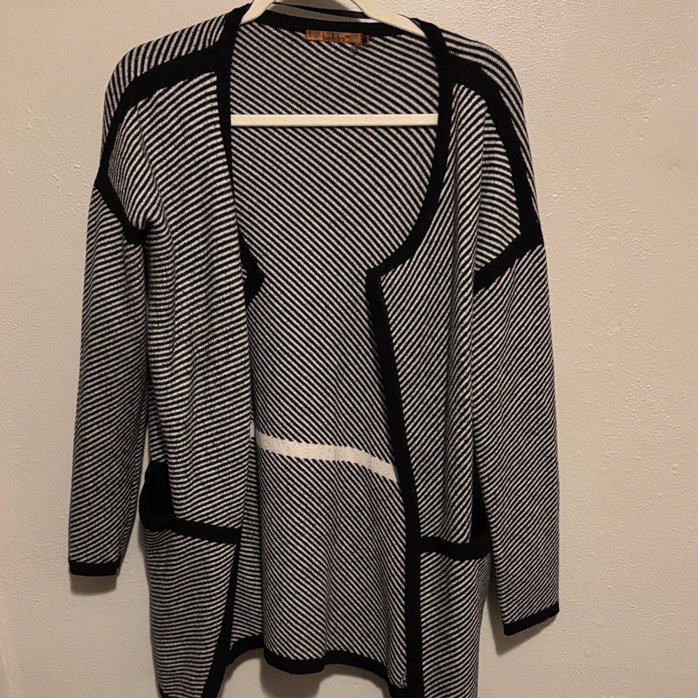 Belldini Black and White Striped Cardigan